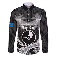 FSM Yap Day Family Matching Summer Maxi Dress and Hawaiian Shirt 2025 Wa'ab Micronesia Black Color LT14 Dad's Shirt - Long Sleeve Black - Polynesian Pride