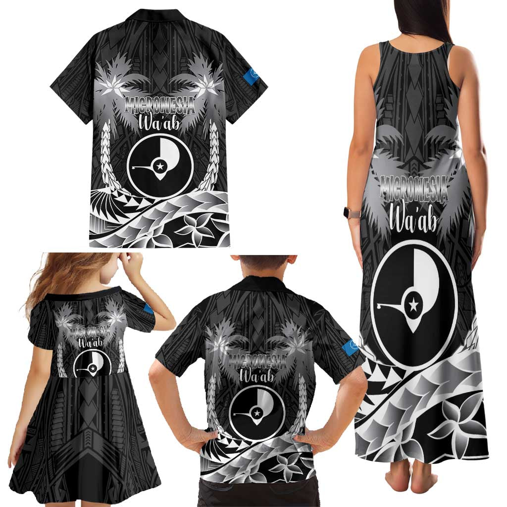 FSM Yap Day Family Matching Tank Maxi Dress and Hawaiian Shirt 2025 Wa'ab Micronesia Black Color LT14 - Polynesian Pride