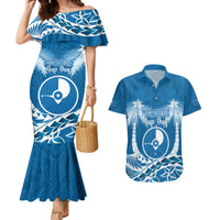 FSM Yap Day Couples Matching Mermaid Dress and Hawaiian Shirt 2025 Wa'ab Micronesia Flag Color LT14 Blue - Polynesian Pride