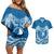 FSM Yap Day Couples Matching Off Shoulder Short Dress and Hawaiian Shirt 2025 Wa'ab Micronesia Flag Color