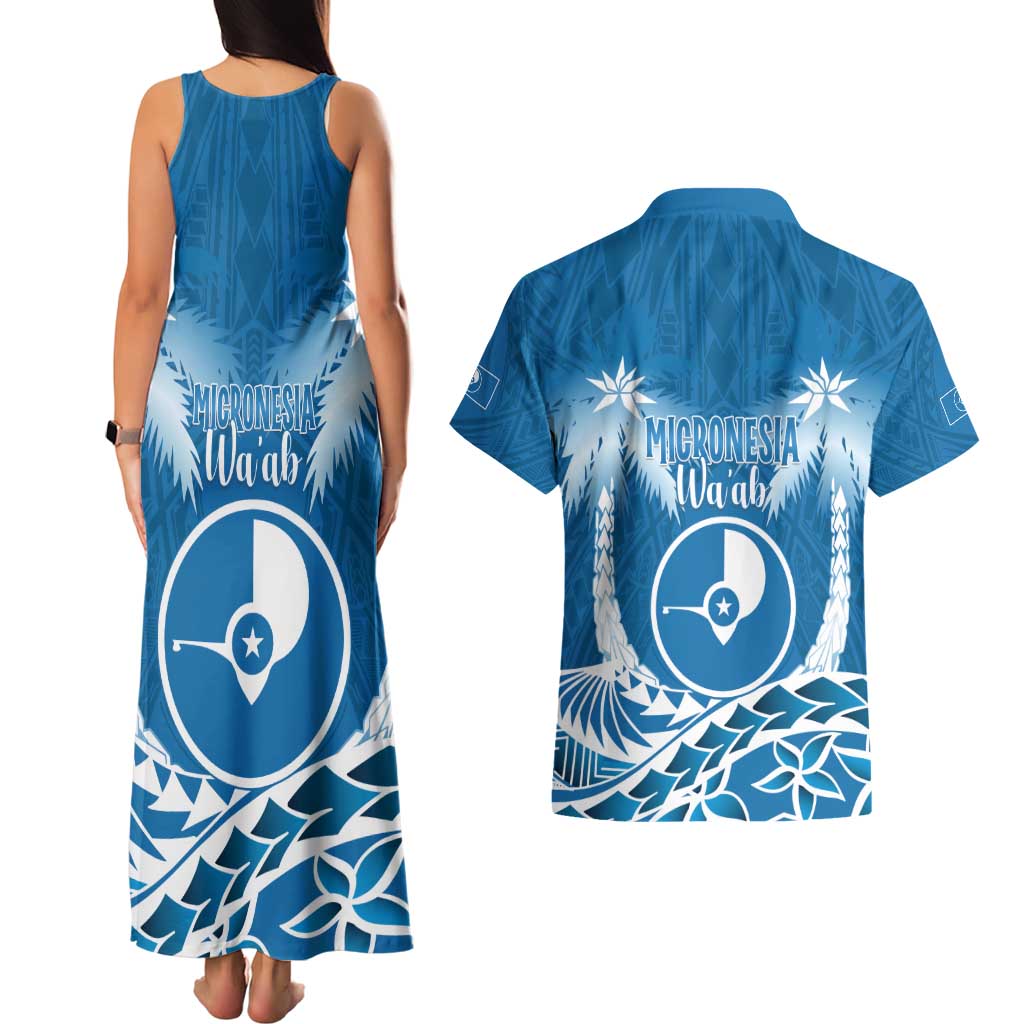 FSM Yap Day Couples Matching Tank Maxi Dress and Hawaiian Shirt 2025 Wa'ab Micronesia Flag Color LT14 - Polynesian Pride