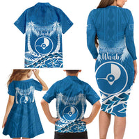 FSM Yap Day Family Matching Long Sleeve Bodycon Dress and Hawaiian Shirt 2025 Wa'ab Micronesia Flag Color LT14 - Polynesian Pride