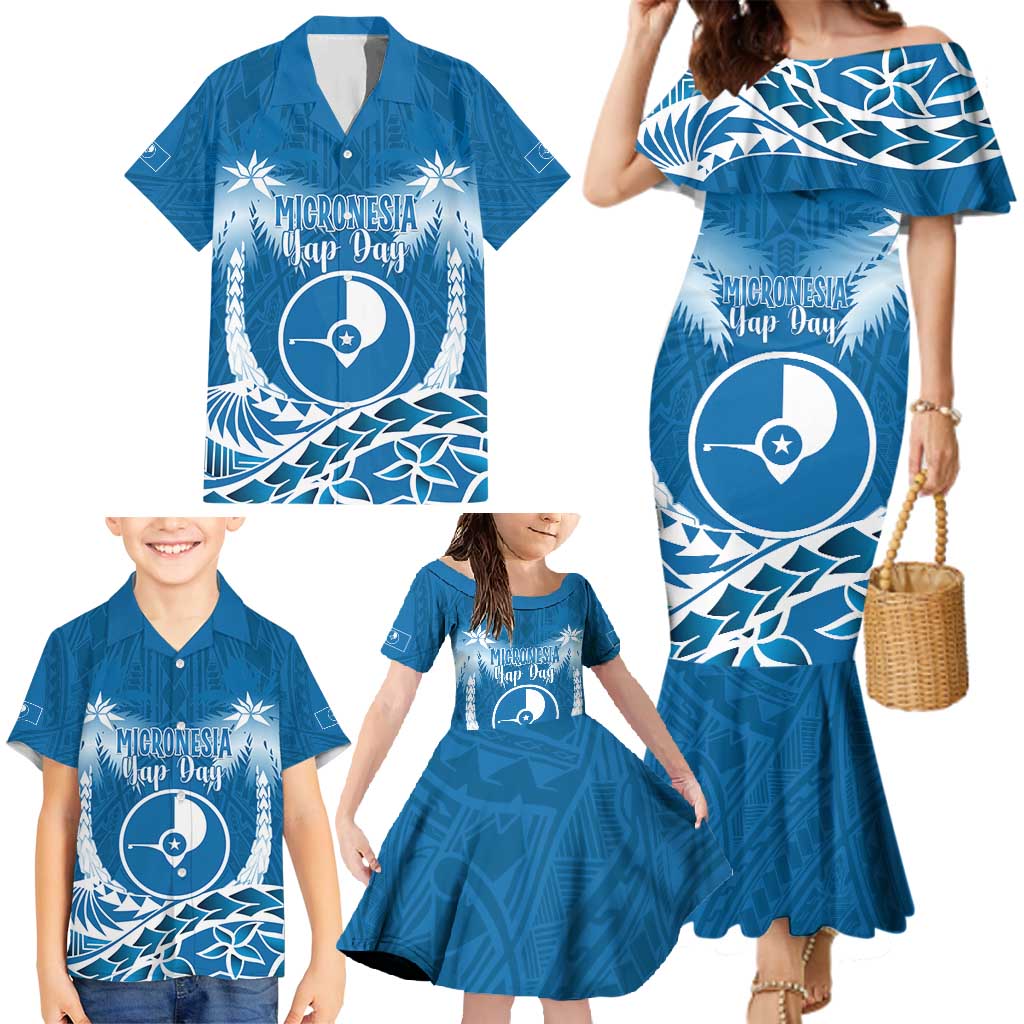 FSM Yap Day Family Matching Mermaid Dress and Hawaiian Shirt 2025 Wa'ab Micronesia Flag Color LT14 - Polynesian Pride