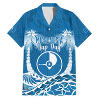 FSM Yap Day Family Matching Mermaid Dress and Hawaiian Shirt 2025 Wa'ab Micronesia Flag Color LT14 Dad's Shirt - Short Sleeve Blue - Polynesian Pride