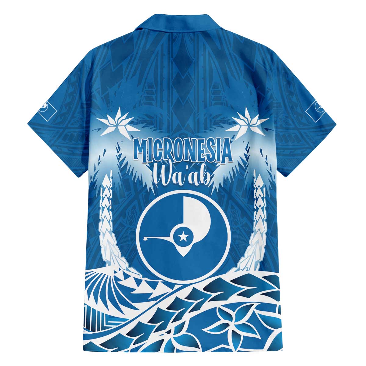 FSM Yap Day Family Matching Off The Shoulder Long Sleeve Dress and Hawaiian Shirt 2025 Wa'ab Micronesia Flag Color LT14 - Polynesian Pride