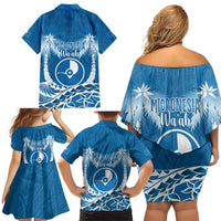 FSM Yap Day Family Matching Off Shoulder Short Dress and Hawaiian Shirt 2025 Wa'ab Micronesia Flag Color LT14 - Polynesian Pride