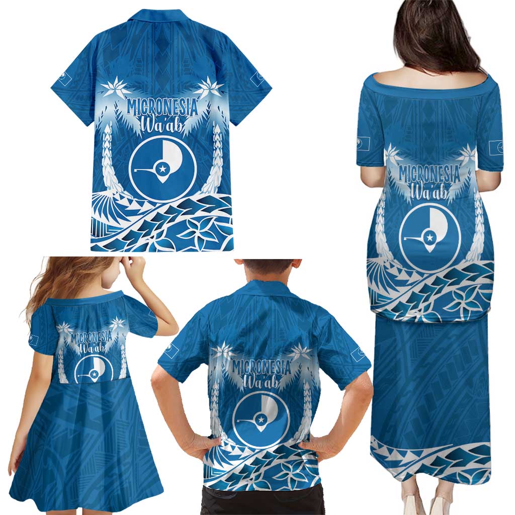 FSM Yap Day Family Matching Puletasi and Hawaiian Shirt 2025 Wa'ab Micronesia Flag Color LT14 - Polynesian Pride