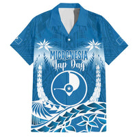 FSM Yap Day Family Matching Puletasi and Hawaiian Shirt 2025 Wa'ab Micronesia Flag Color LT14 Dad's Shirt - Short Sleeve Blue - Polynesian Pride
