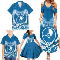 FSM Yap Day Family Matching Summer Maxi Dress and Hawaiian Shirt 2025 Wa'ab Micronesia Flag Color LT14 - Polynesian Pride