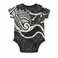 Aloha Hawaii Kalo Pikake Lei Baby Onesie Chest Tattoo Black Hawaiian Pattern