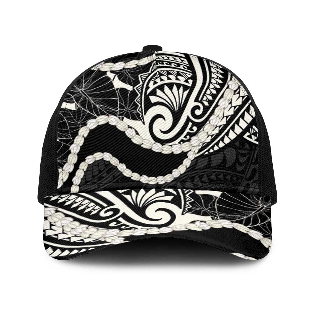 Aloha Hawaii Kalo Pikake Lei Baseball Net Cap Chest Tattoo Black Hawaiian Pattern