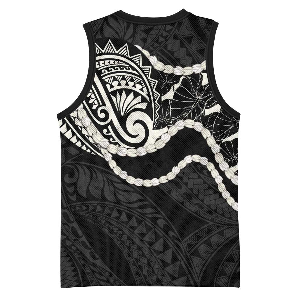 Aloha Hawaii Kalo Pikake Lei Basketball Jersey Chest Tattoo Black Hawaiian Pattern