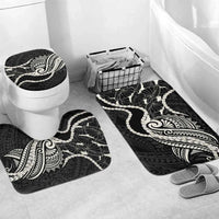 Aloha Hawaii Kalo Pikake Lei Bathroom Set Chest Tattoo Black Hawaiian Pattern