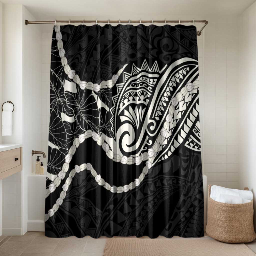 Aloha Hawaii Kalo Pikake Lei Bathroom Set Chest Tattoo Black Hawaiian Pattern