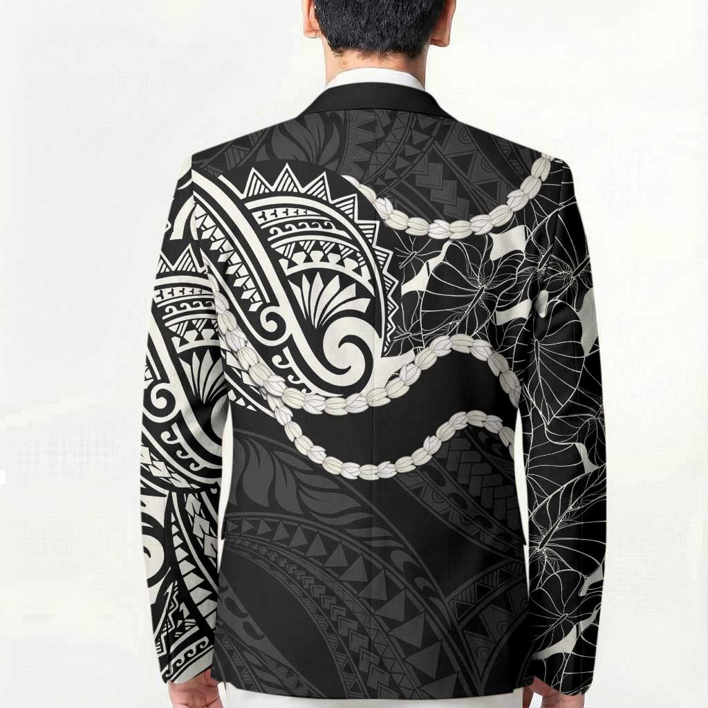 Aloha Hawaii Kalo Pikake Lei Blazer Chest Tattoo Black Hawaiian Pattern