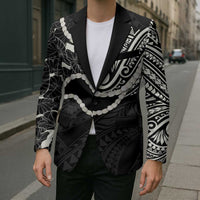 Aloha Hawaii Kalo Pikake Lei Blazer Chest Tattoo Black Hawaiian Pattern