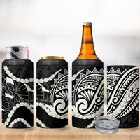 Aloha Hawaii Kalo Pikake Lei 4 in 1 Can Cooler Tumbler Chest Tattoo Black Hawaiian Pattern LT14 - Polynesian Pride