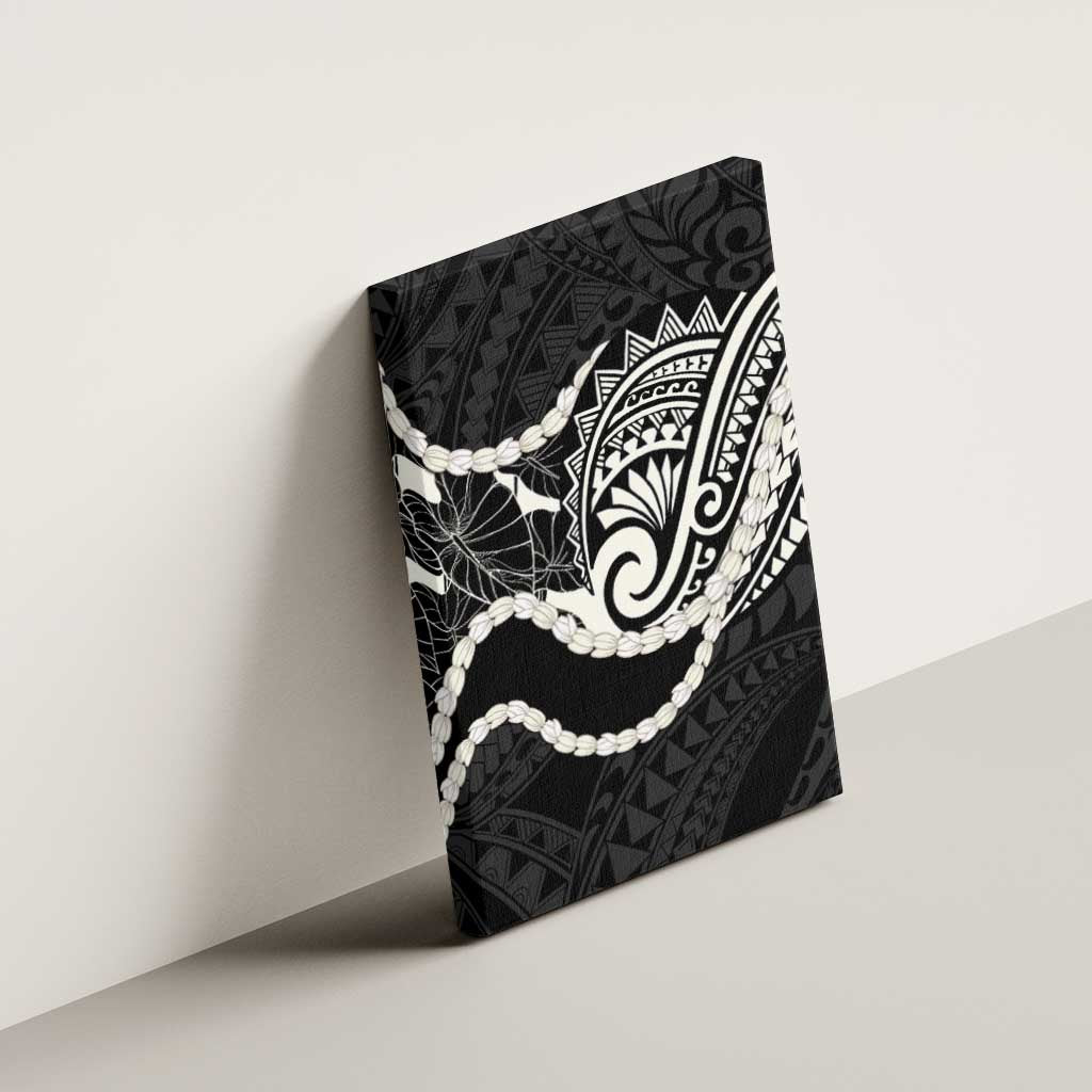 Aloha Hawaii Kalo Pikake Lei Canvas Wall Art Chest Tattoo Black Hawaiian Pattern