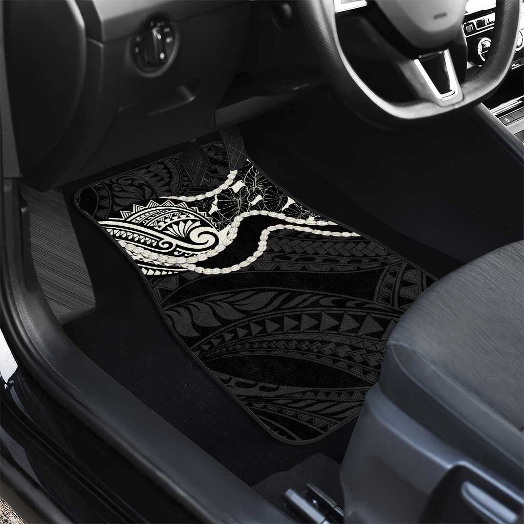 Aloha Hawaii Kalo Pikake Lei Car Mats Chest Tattoo Black Hawaiian Pattern