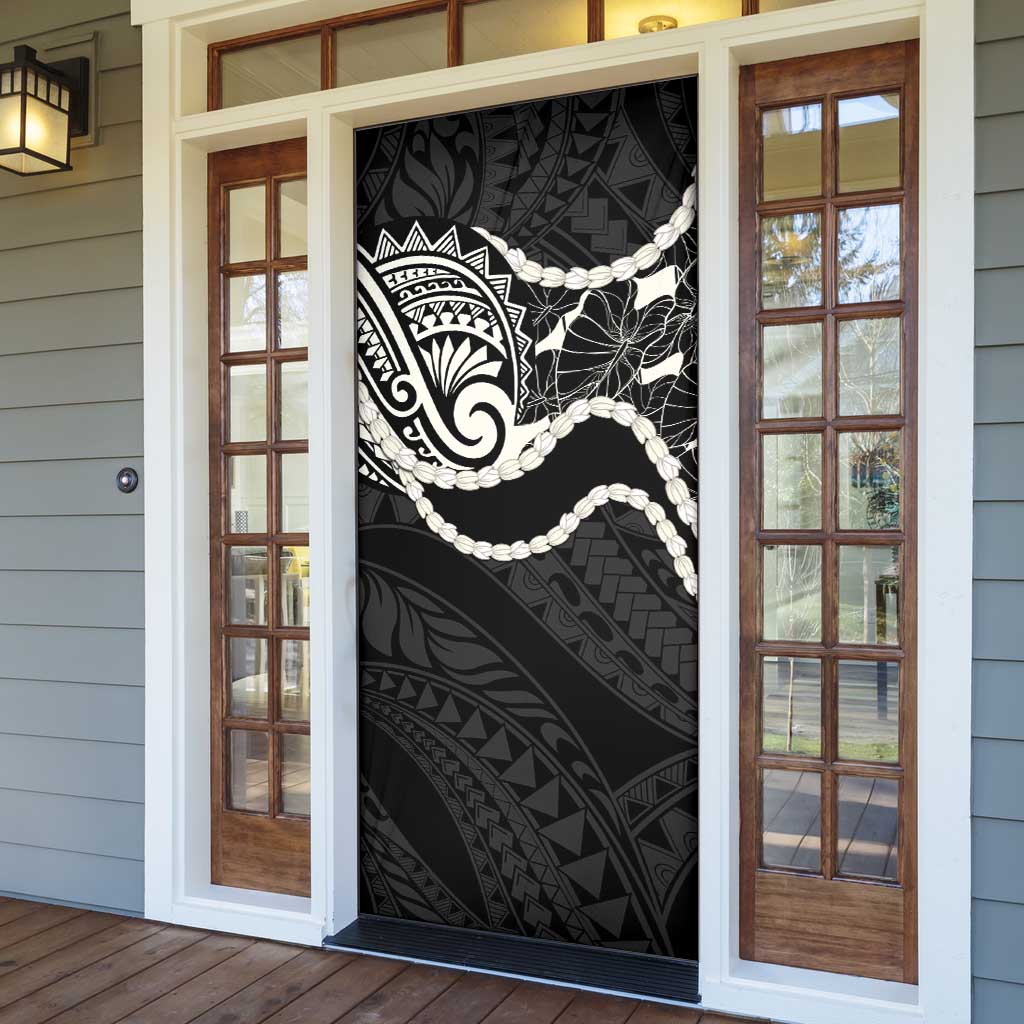 Aloha Hawaii Kalo Pikake Lei Door Cover Chest Tattoo Black Hawaiian Pattern