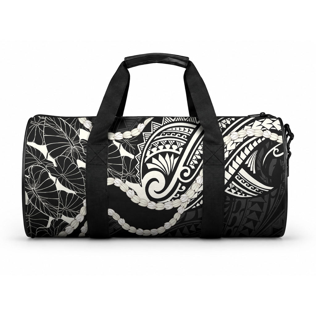 Aloha Hawaii Kalo Pikake Lei Duffle Bag Chest Tattoo Black Hawaiian Pattern