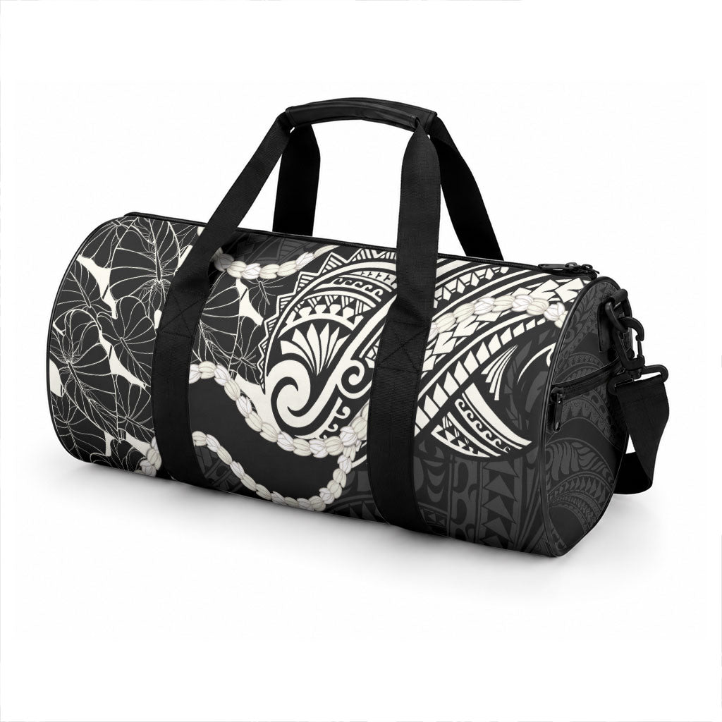 Aloha Hawaii Kalo Pikake Lei Duffle Bag Chest Tattoo Black Hawaiian Pattern