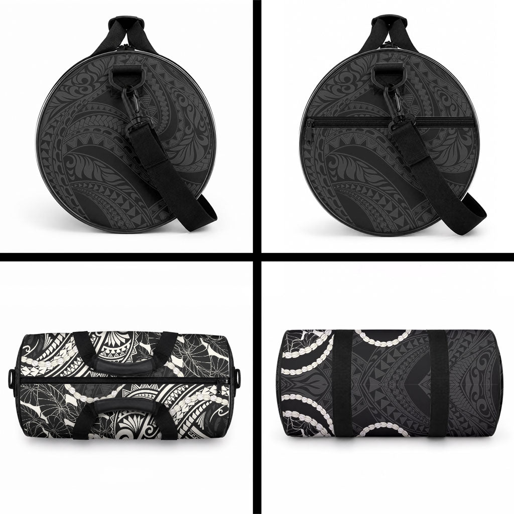 Aloha Hawaii Kalo Pikake Lei Duffle Bag Chest Tattoo Black Hawaiian Pattern