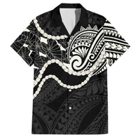 Aloha Hawaii Kalo Pikake Lei Family Matching Off Shoulder Maxi Dress and Hawaiian Shirt Chest Tattoo Black Hawaiian Pattern LT14 Dad's Shirt - Short Sleeve Black - Polynesian Pride