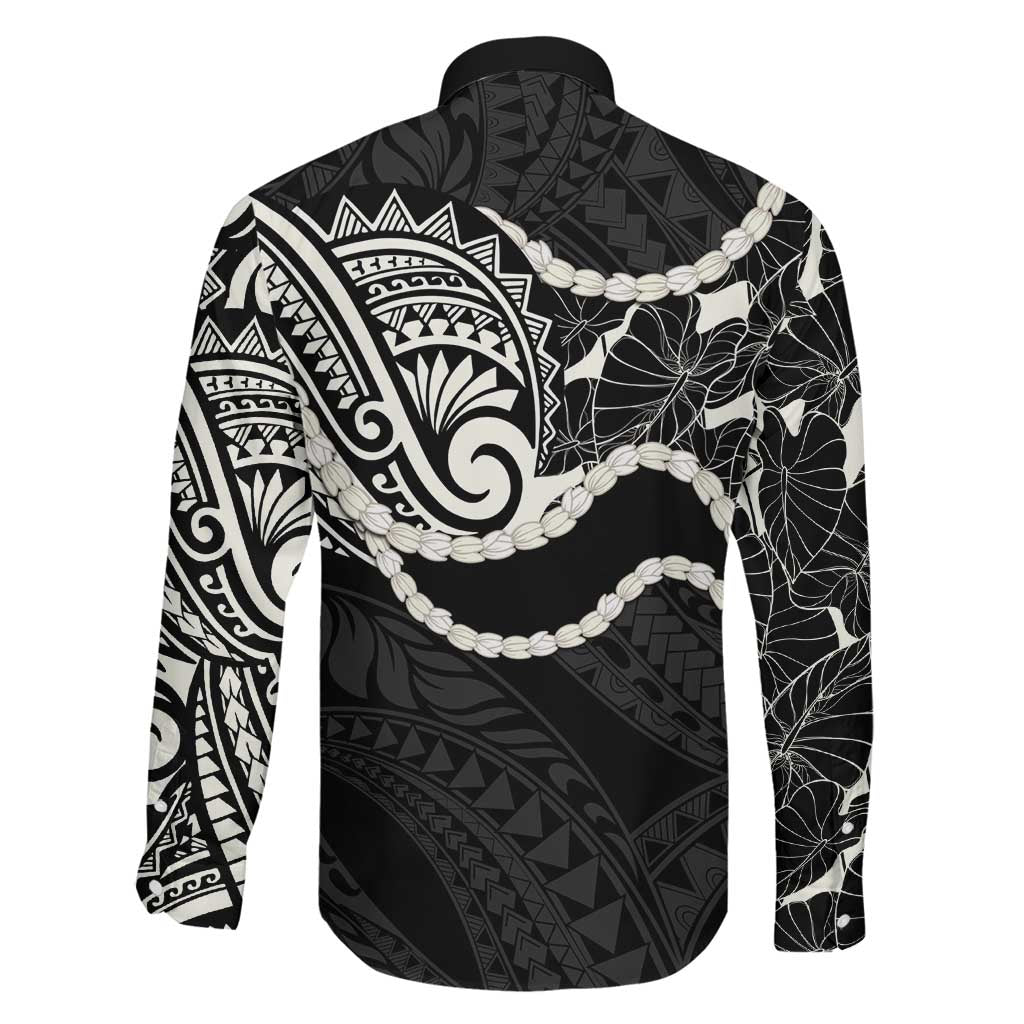 Aloha Hawaii Kalo Pikake Lei Family Matching Puletasi and Hawaiian Shirt Chest Tattoo Black Hawaiian Pattern LT14 - Polynesian Pride
