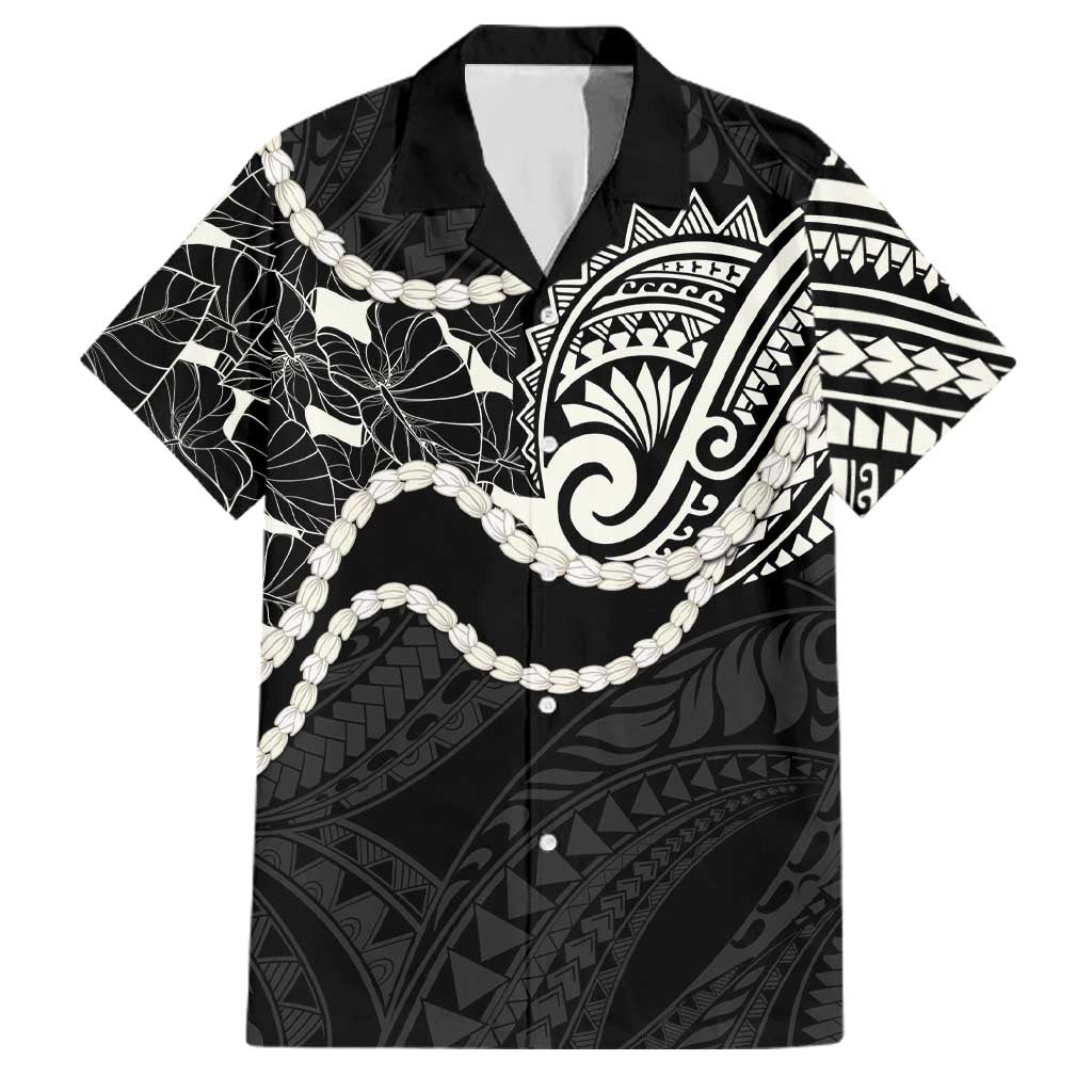 Aloha Hawaii Kalo Pikake Lei Family Matching Summer Maxi Dress and Hawaiian Shirt Chest Tattoo Black Hawaiian Pattern LT14 Dad's Shirt - Short Sleeve Black - Polynesian Pride