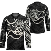 Aloha Hawaii Kalo Pikake Lei Hockey Jersey Chest Tattoo Black Hawaiian Pattern