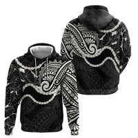Aloha Hawaii Kalo Pikake Lei Hoodie Chest Tattoo Black Hawaiian Pattern