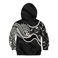 Aloha Hawaii Kalo Pikake Lei Kid Hoodie Chest Tattoo Black Hawaiian Pattern LT14 - Polynesian Pride