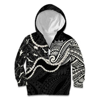 Aloha Hawaii Kalo Pikake Lei Kid Hoodie Chest Tattoo Black Hawaiian Pattern LT14 Zip Hoodie Black - Polynesian Pride