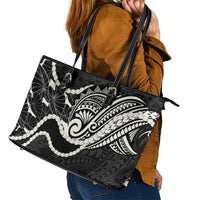Aloha Hawaii Kalo Pikake Lei Leather Tote Bag Chest Tattoo Black Hawaiian Pattern