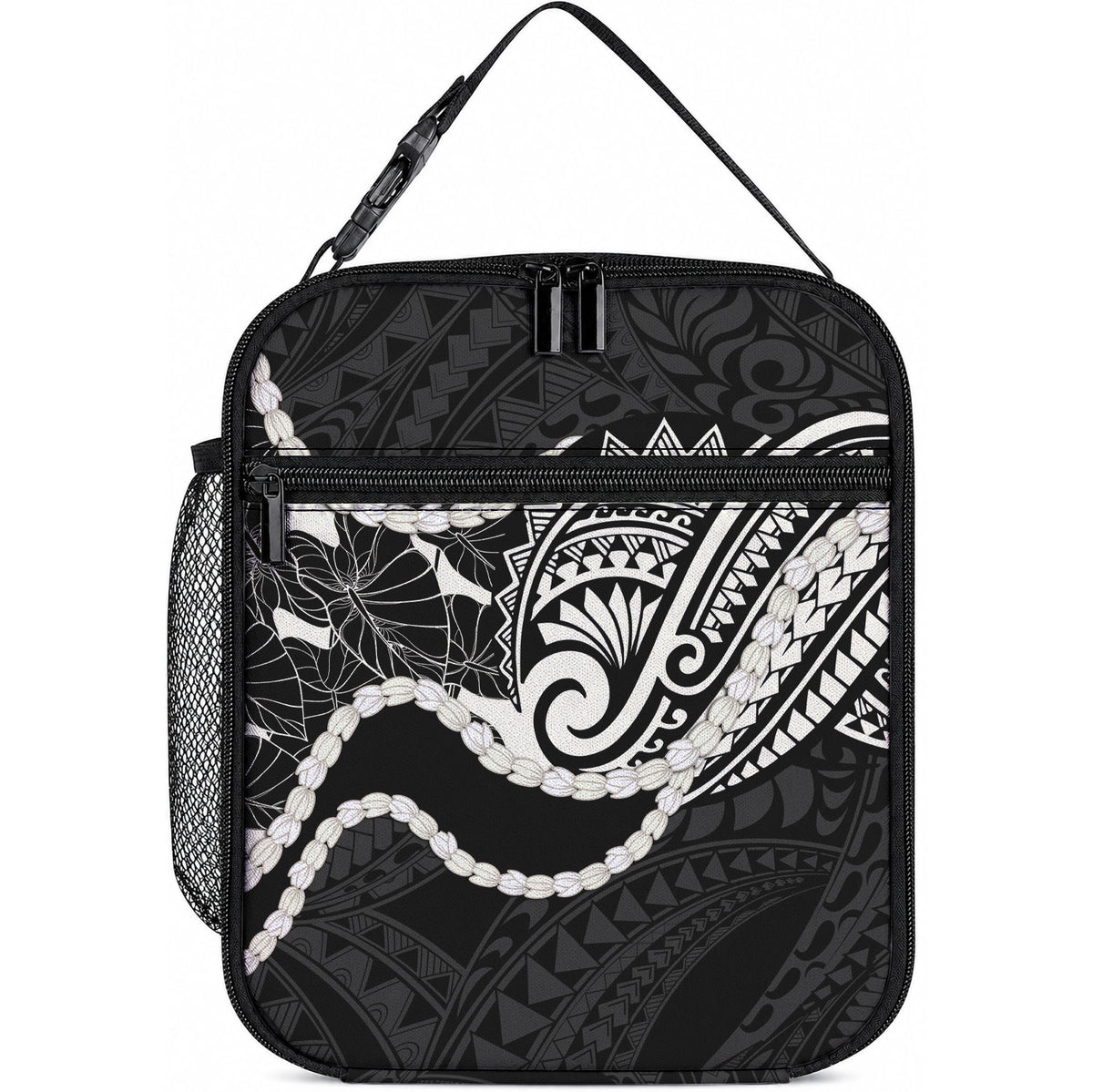 Aloha Hawaii Kalo Pikake Lei Lunch Bag Chest Tattoo Black Hawaiian Pattern