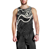 Aloha Hawaii Kalo Pikake Lei Men Tank Top Chest Tattoo Black Hawaiian Pattern
