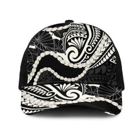Aloha Hawaii Kalo Pikake Lei Mesh Trucker Cap Chest Tattoo Black Hawaiian Pattern