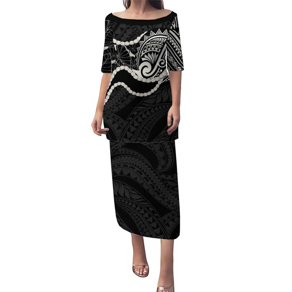 Aloha Hawaii Kalo Pikake Lei Puletasi Chest Tattoo Black Hawaiian Pattern