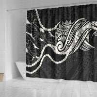 Aloha Hawaii Kalo Pikake Lei Shower Curtain Chest Tattoo Black Hawaiian Pattern