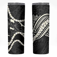 Aloha Hawaii Kalo Pikake Lei Skinny Tumbler Chest Tattoo Black Hawaiian Pattern LT14 Black - Polynesian Pride