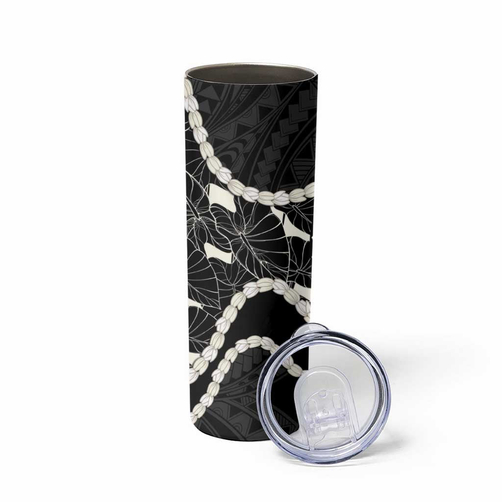 Aloha Hawaii Kalo Pikake Lei Skinny Tumbler Chest Tattoo Black Hawaiian Pattern LT14 - Polynesian Pride