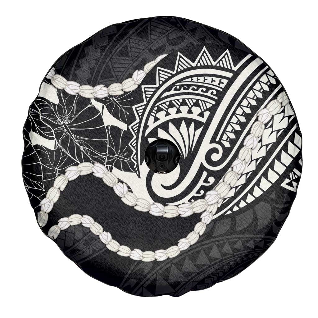 Aloha Hawaii Kalo Pikake Lei Spare Tire Cover Chest Tattoo Black Hawaiian Pattern