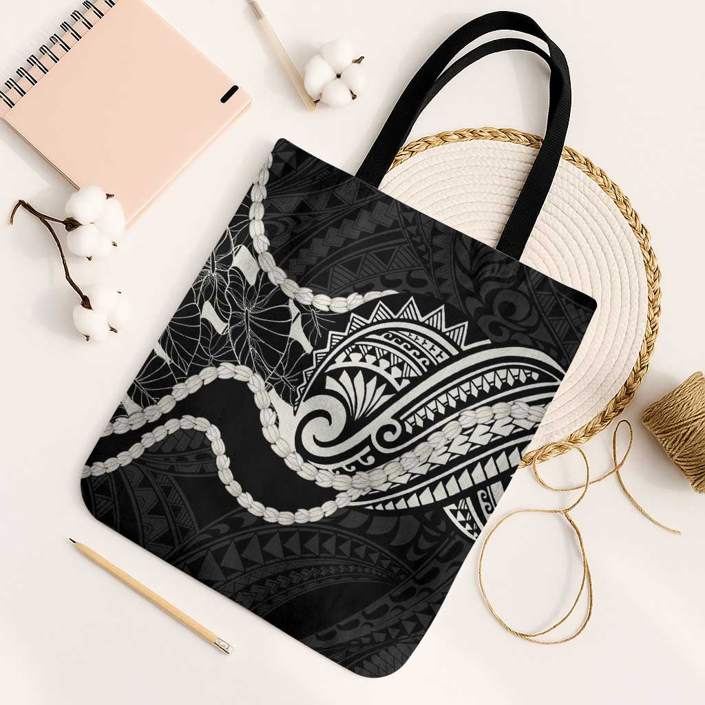 Aloha Hawaii Kalo Pikake Lei Tote Bag Chest Tattoo Black Hawaiian Pattern LT14 Black Strap One Size Black - Polynesian Pride