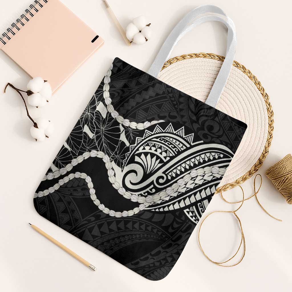 Aloha Hawaii Kalo Pikake Lei Tote Bag Chest Tattoo Black Hawaiian Pattern LT14 White Strap One Size Black - Polynesian Pride