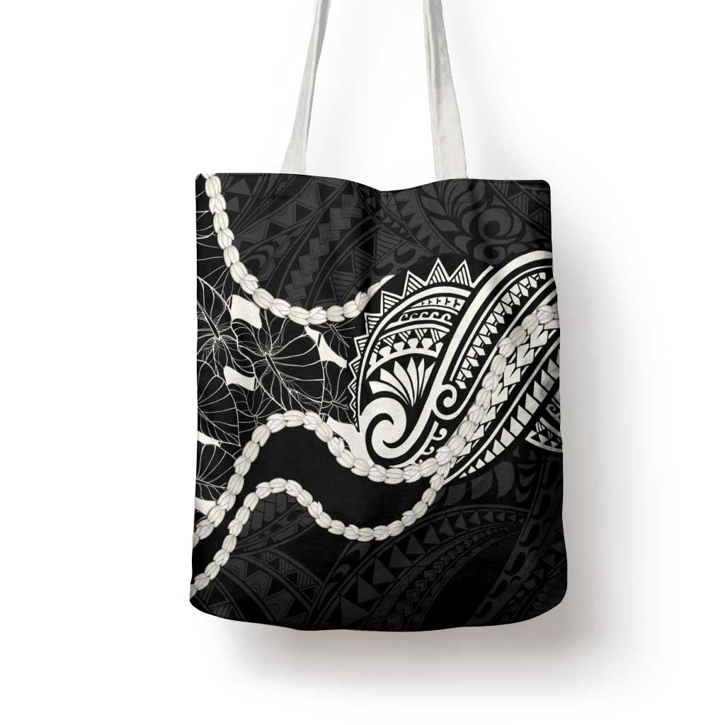 Aloha Hawaii Kalo Pikake Lei Tote Bag Chest Tattoo Black Hawaiian Pattern LT14 - Polynesian Pride