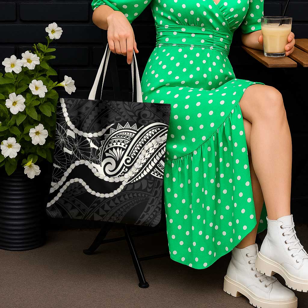 Aloha Hawaii Kalo Pikake Lei Tote Bag Chest Tattoo Black Hawaiian Pattern LT14 - Polynesian Pride