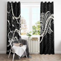 Aloha Hawaii Kalo Pikake Lei Window Curtain Chest Tattoo Black Hawaiian Pattern