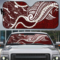 Aloha Hawaii Kalo Pikake Lei Auto Sun Shade Chest Tattoo Oxblood Hawaiian Pattern LT14 Oxblood - Polynesian Pride