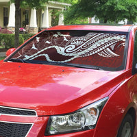 Aloha Hawaii Kalo Pikake Lei Auto Sun Shade Chest Tattoo Oxblood Hawaiian Pattern LT14 - Polynesian Pride